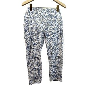 RBX Active Crop Leggings Womens L Blue Floral Side Pockets High Waist Stretch